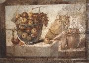 unknow artist Kristallschussel with fruits Wandschmuch out of the villa di Boscoreale France oil painting reproduction